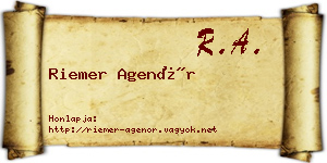 Riemer Agenór névjegykártya